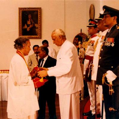 1 Government Of Sri Lanka Conferred On Him The National Honor Kala Kirti By Hon President D.b. Wijethunga
